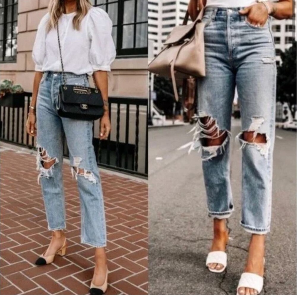 AGOLDE '90s Fit Mid Rise Loose Fit Jeans Fall Out Distressed